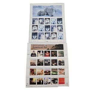 Vintage 1998 USPS Arctic Animals‎ American Art 32 Cent Stamp Pane Lot of 2